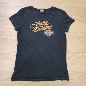 Harley Davidson Smoky Mountain Womens XL Tee Shirt Graphic Print Double Sided